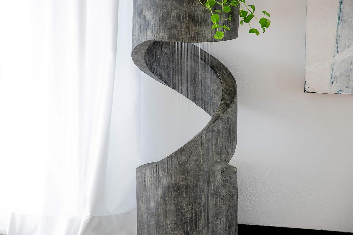 dobar® 96160e Großer Design Gartenbrunnen Venus | Terrassenbrunnen mit LED-Beleuchtung | Wasserfall aus Polyresin | Springbrunnen Outdoor | Dekorativer Zierbrunnen | 31,5 x 31,5 x 79,5 cm
