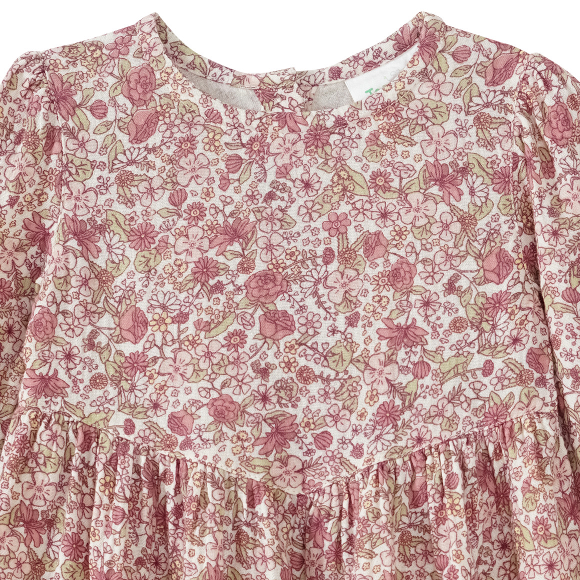 Topomini Pure Collection Baby Musselin-Kleid mit Blümchen hellbeige / dunkelrosa