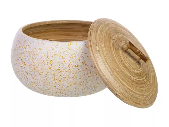 Coffret déco en bambou beige D21x15h cm