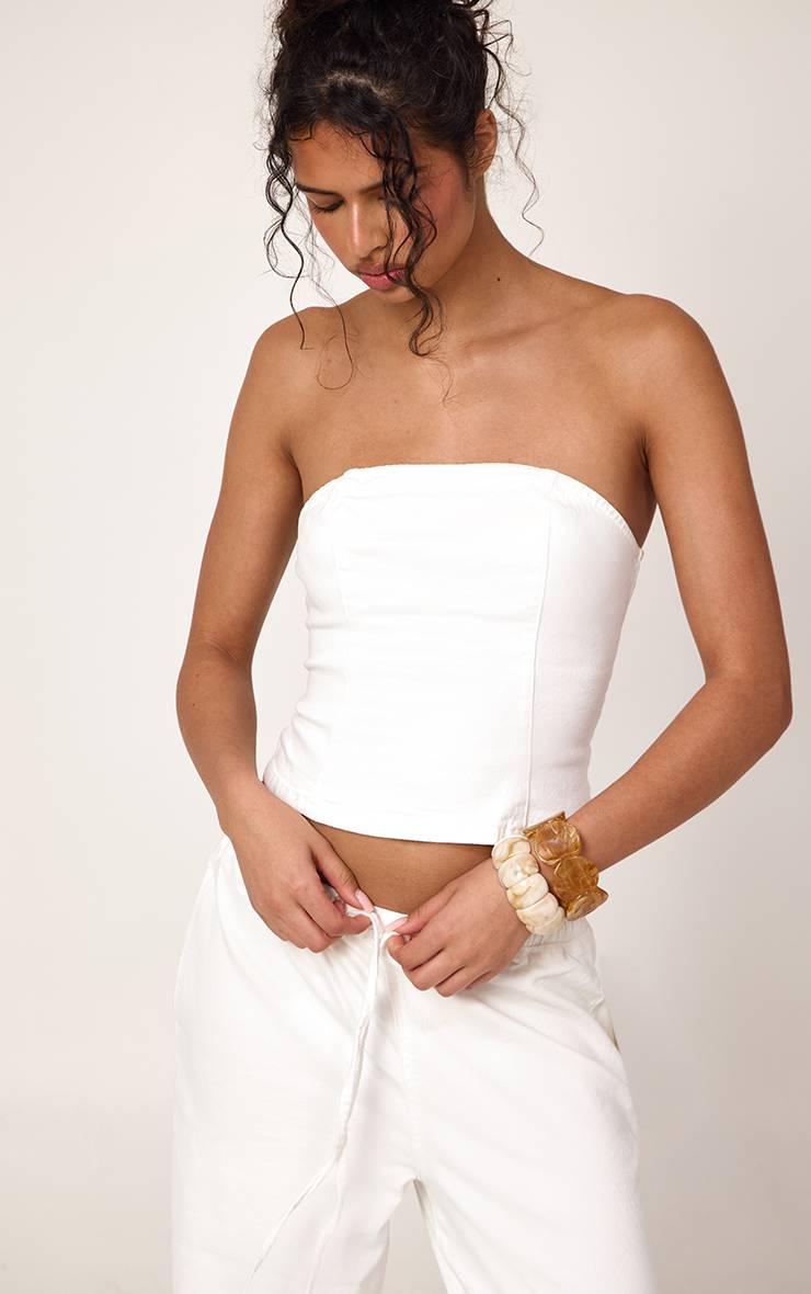 Blanc Jean Large À Taille Nouée