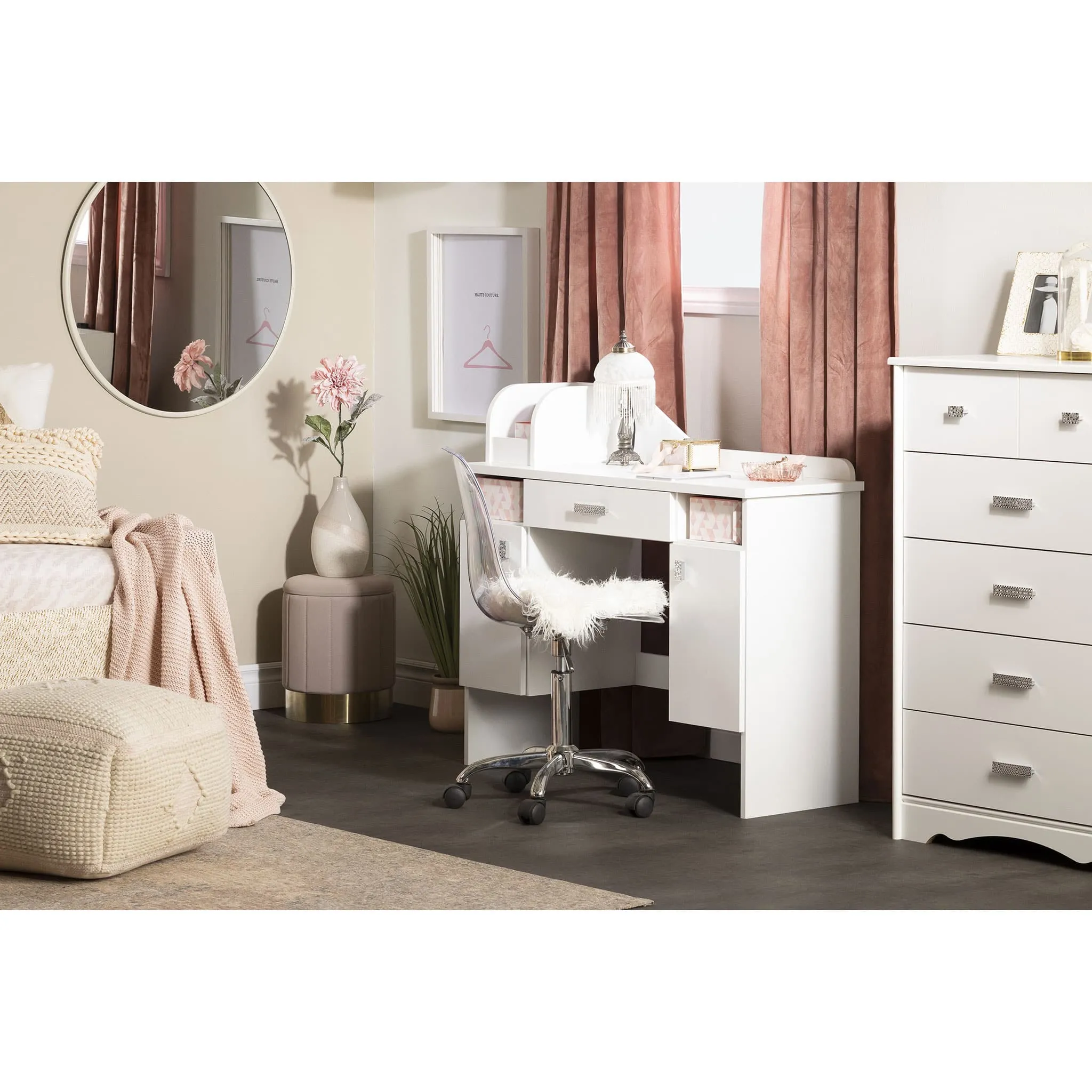 South Shore Meuble Coiffeuse Tiara - Blanc Solide