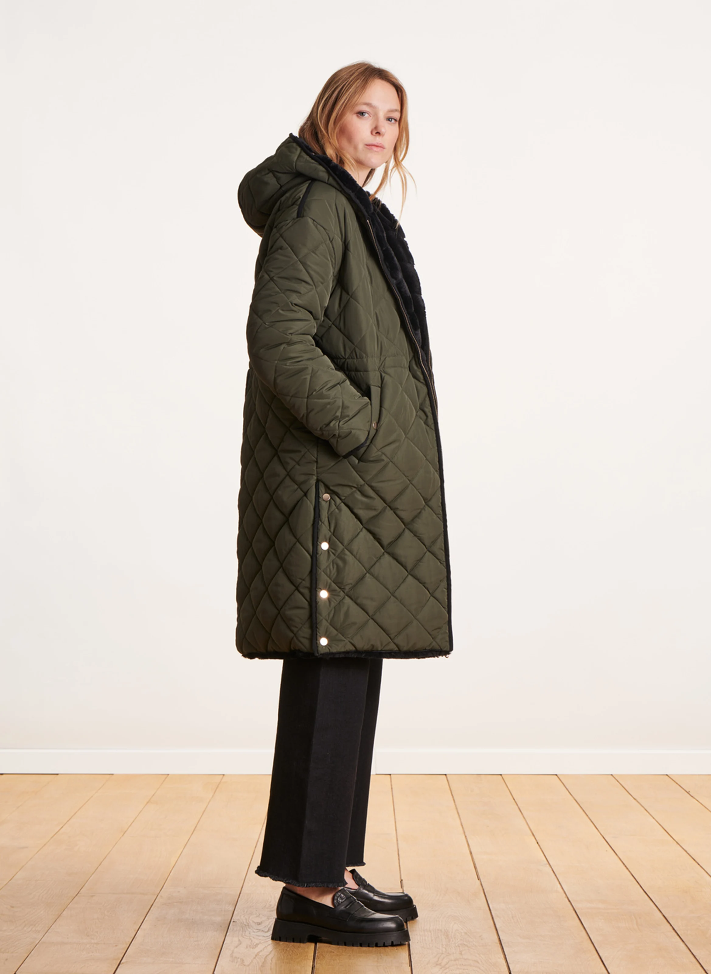 Doudoune longue réversible | Vert