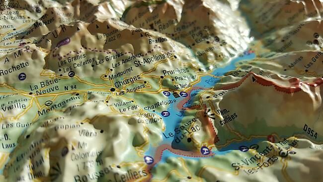 3D MAP - RELIEF HAUTE ALPES 61X41