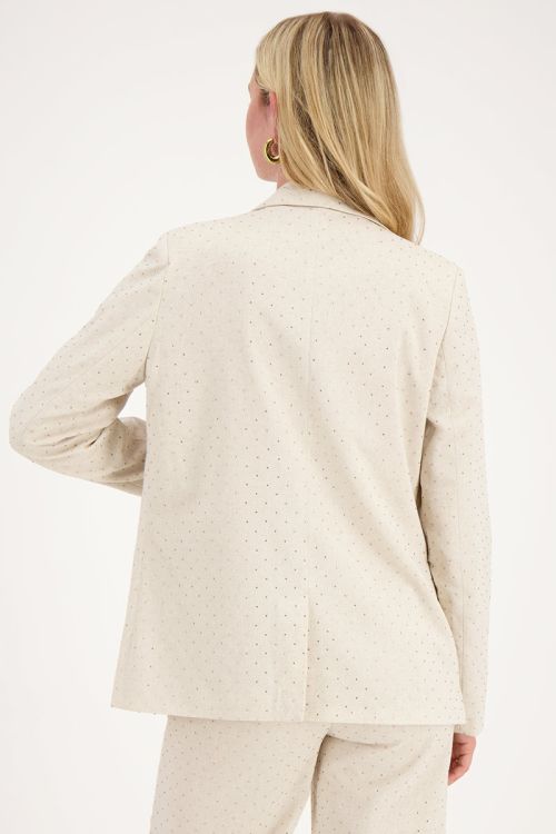 Beige linnen blazer met studs
