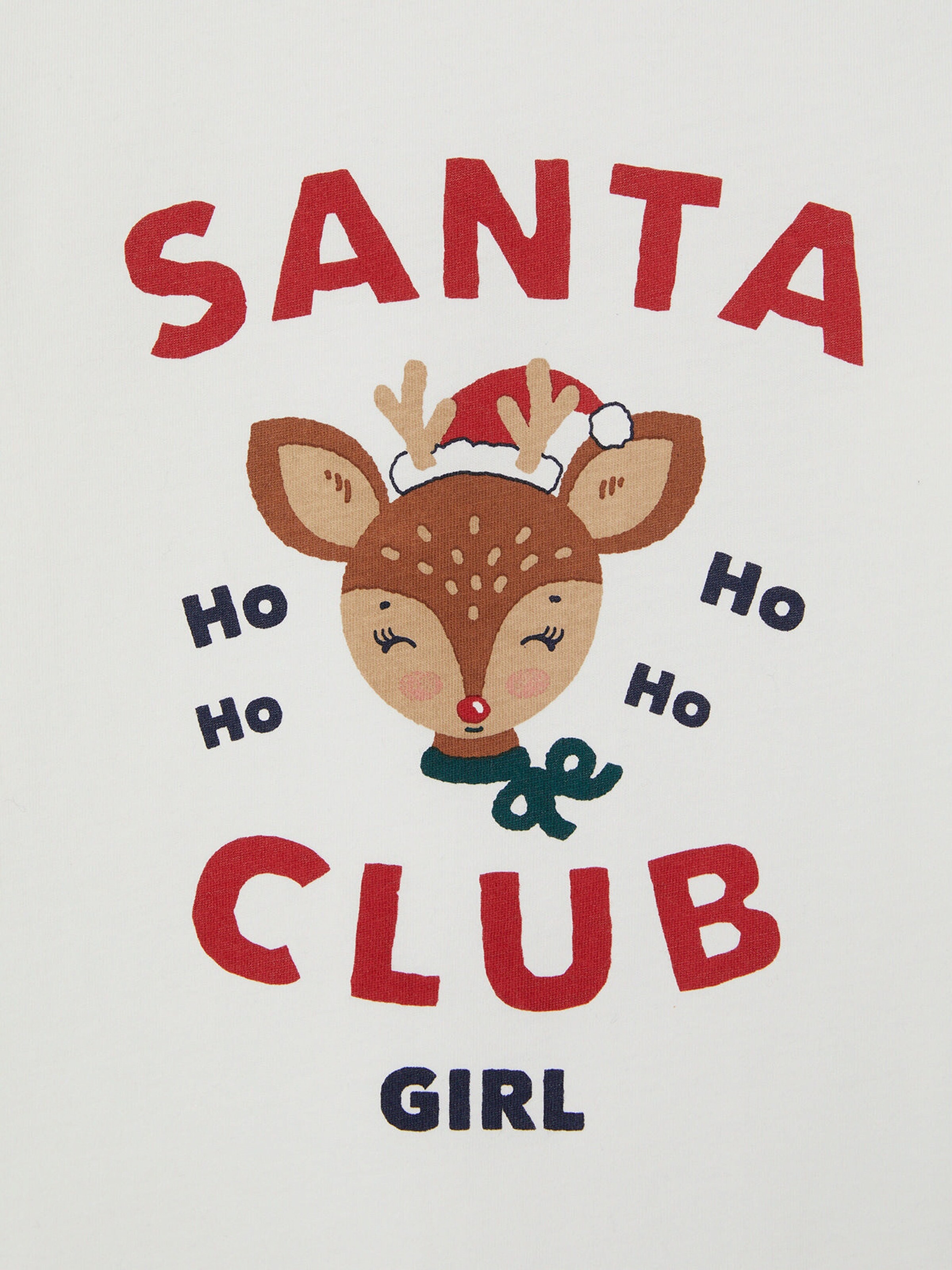 Vertbaudet Mädchen Schlafanzug SANTA CLUB, Capsule Collection FAMILY wollweiß
