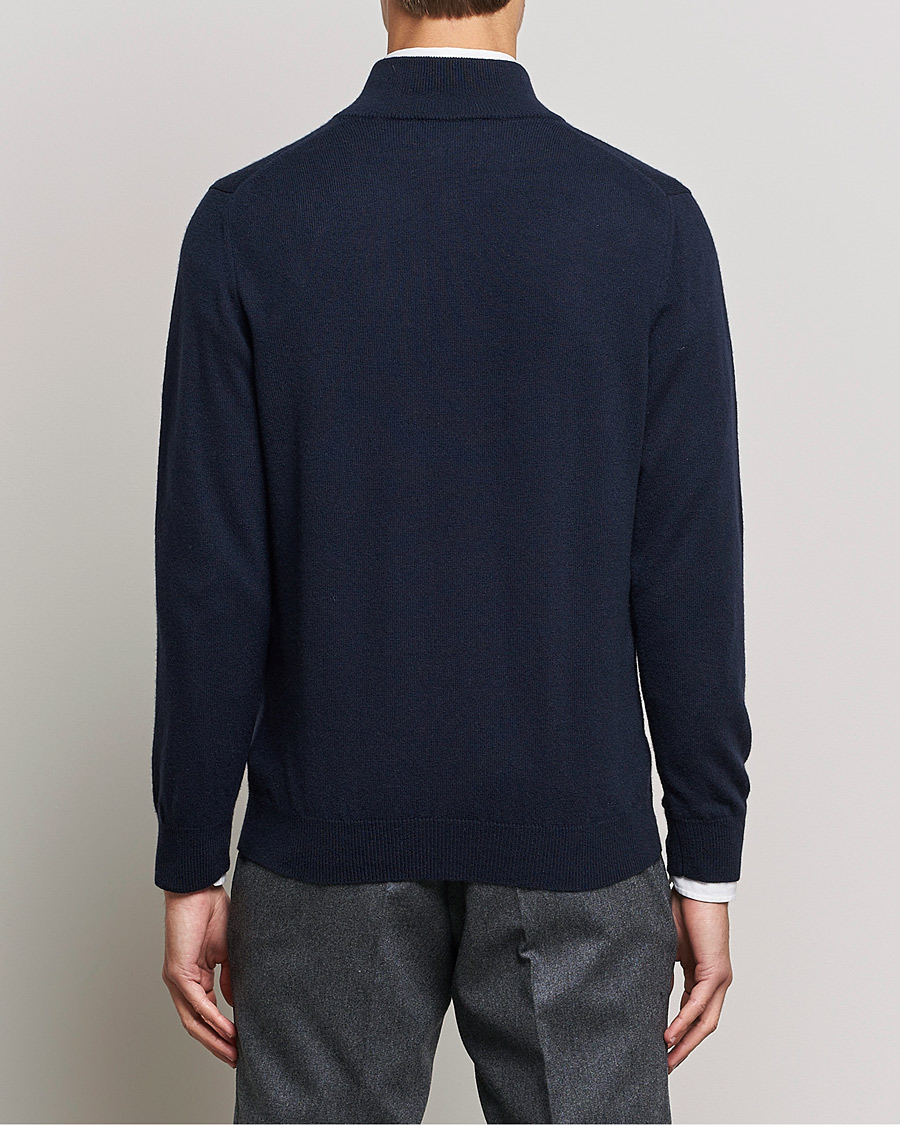 Piacenza Cashmere Cashmere Half Zip Sweater Navy