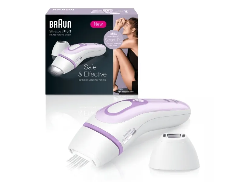 Braun Silk-expert Pro 3 PL3132 - Hårfjerningssystem - hvid/lilla - med Venus Divine barbermaskine