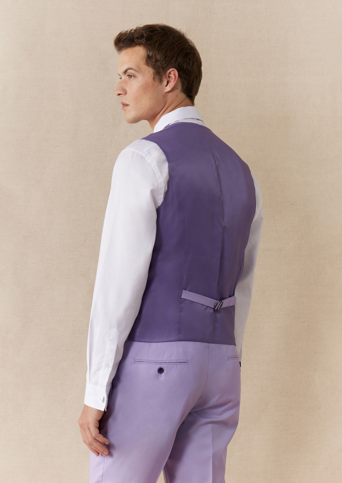 Gilet de costume en laine unie lilas