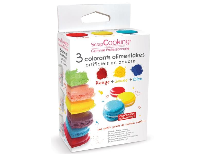 ScrapCooking Lebensmittelfarbenpulver Set Blau/Gelb/Rot Farbpulver-Set für bunte Köstlichkeiten