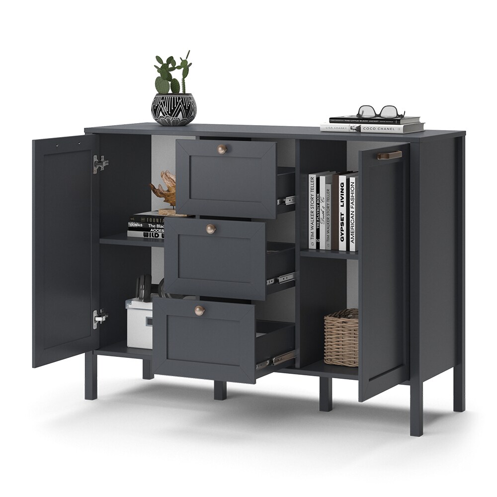 Vicco Kommode Wohnzimmerschrank Sideboard Ewan Anthrazit 120 cm Schublade Tür