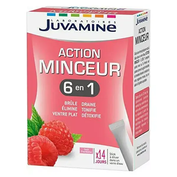 Juvamine Slimming Action 6 Ações Sabor Framboesa 14 sachês