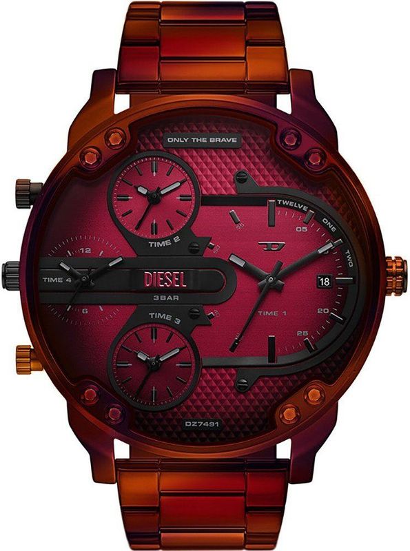 Diesel - DZ7491 - Analoge Quartz Horloge - Rood - Roestvrij Stalen Band