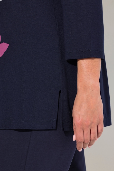 T-Shirt, Blüten, Classic, Rundhals, 3/4-Arm