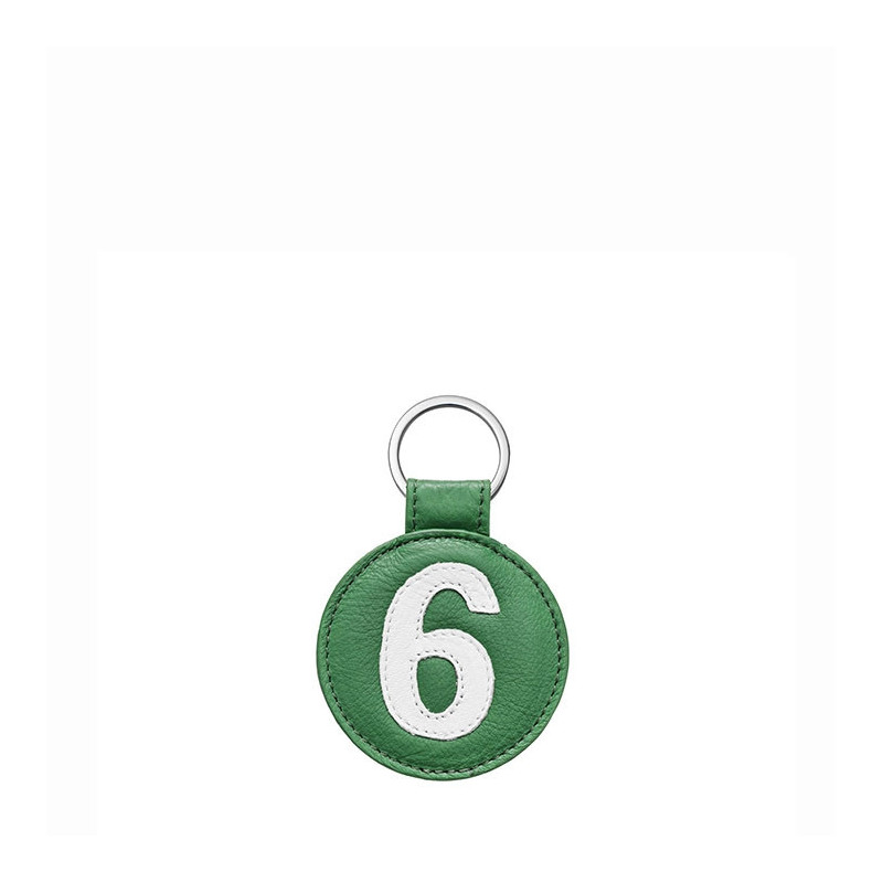 Porte-clés Numéro 6 en cuir recyclé Vert