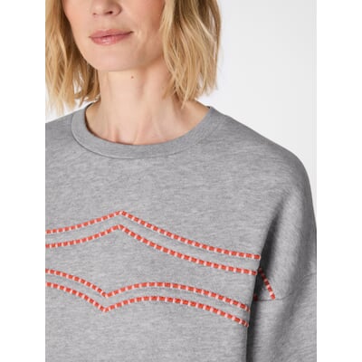 Damen-Sweatshirt mit Stickerei, Hellgrau