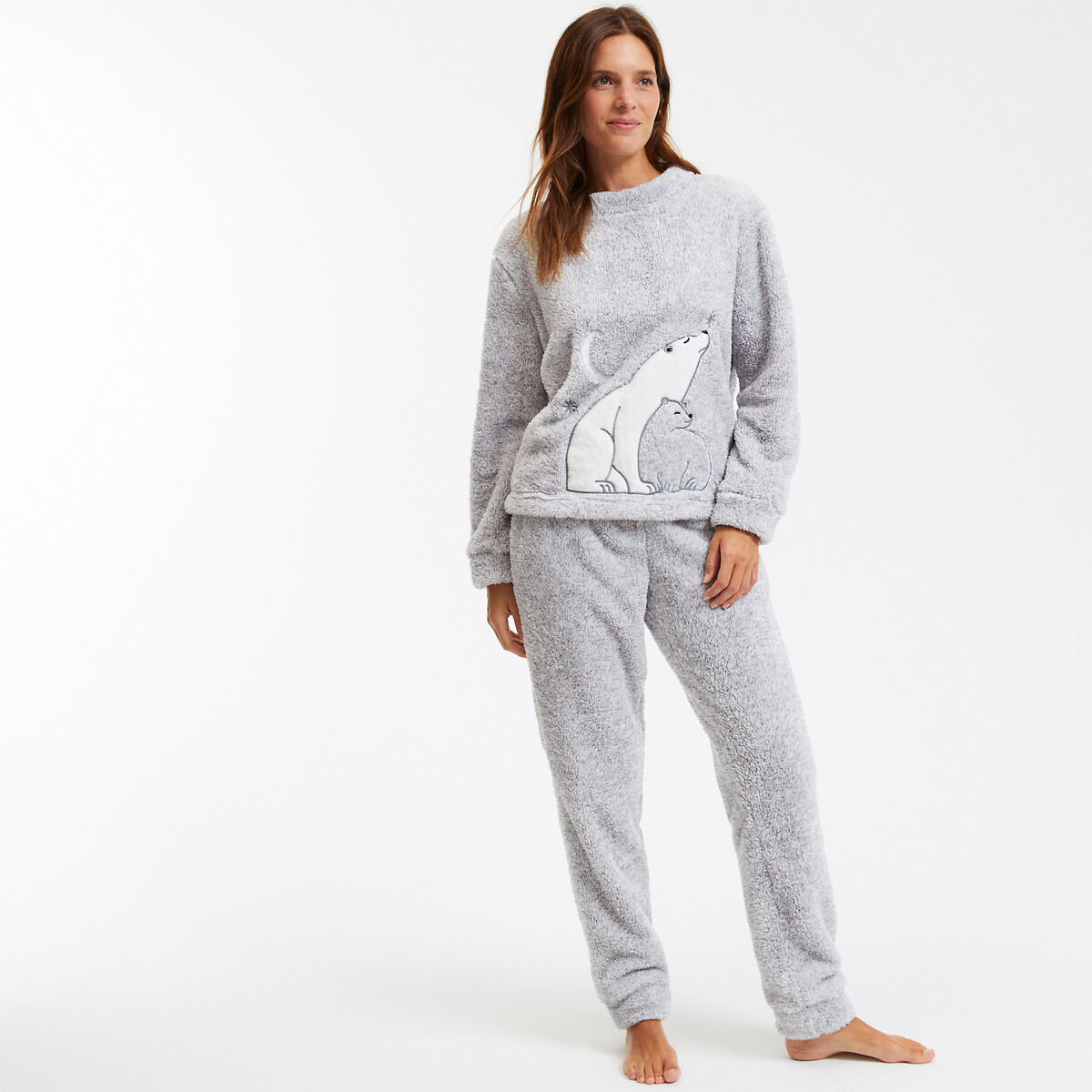 SO'HOME<br>Pijama de sherpa com urso polar bordado