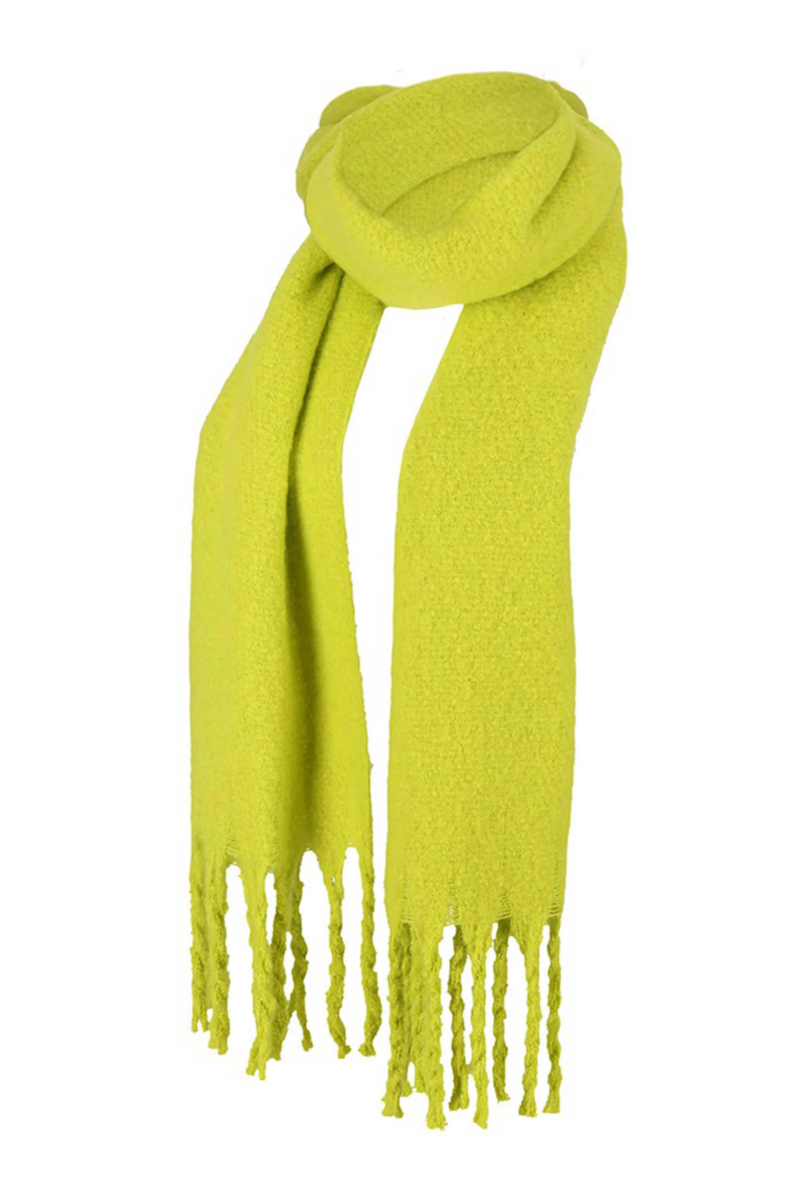 Sarlini sjaal met franjes limegroen