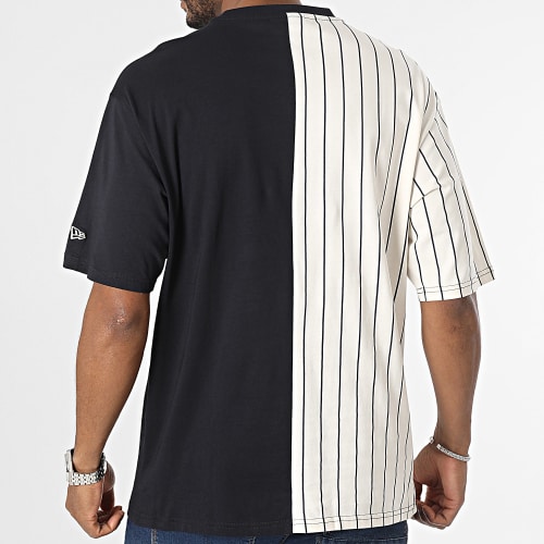 Tee Shirt MLB Half Striped New York Yankees 60416312 Beige Noir