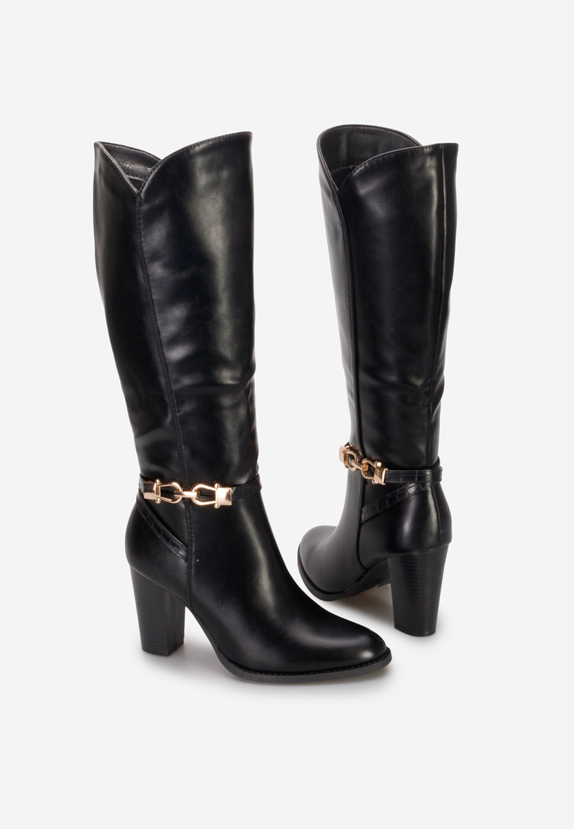 Bottes à talon carré noires Casara V2