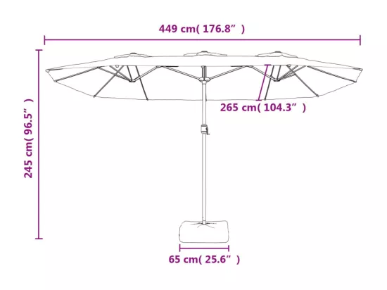 Parasol à double tête blanc sable 449x245 cm