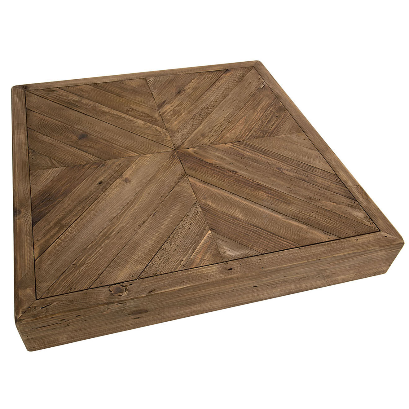 Macabane Table basse carrée bois Pin recyclé Andrian marron  - 99.5x99.5x35 cm