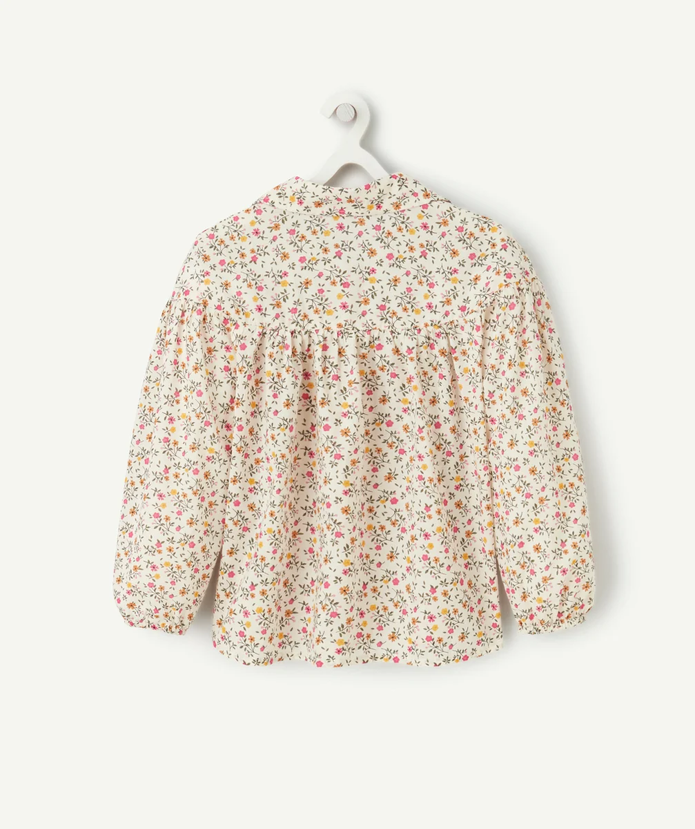 CHEMISE MANCHES LONGUES FILLE AVEC IMPRIMÉ FLEURI ET FRONCES