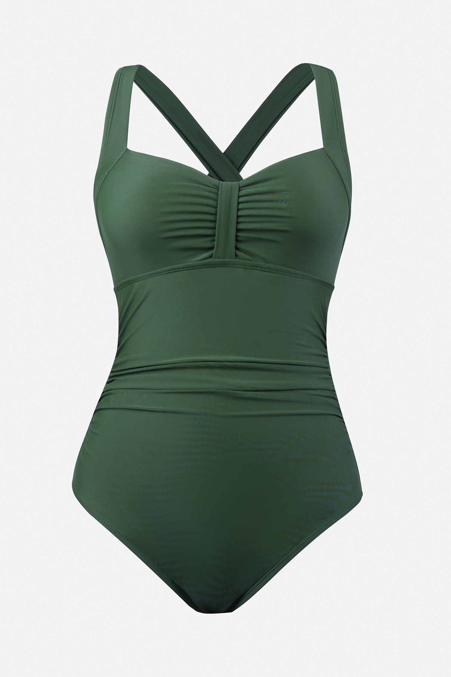 Maillot de bain une pièce à dos croisé ruché vert