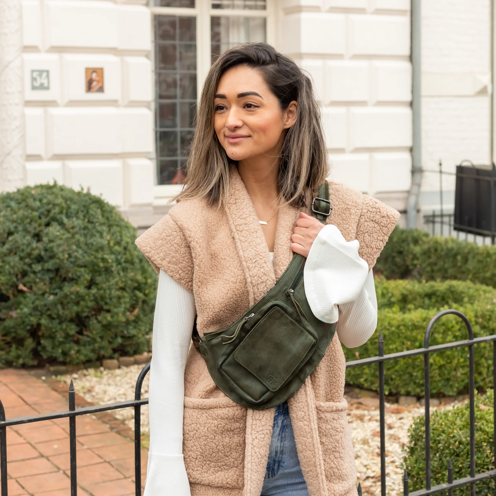 Bear Design Callisto Pelle Crossbody Tas Han Groen CP1817