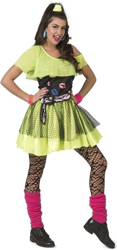 Jurk - Neon Groen - Polyester - Met Riem