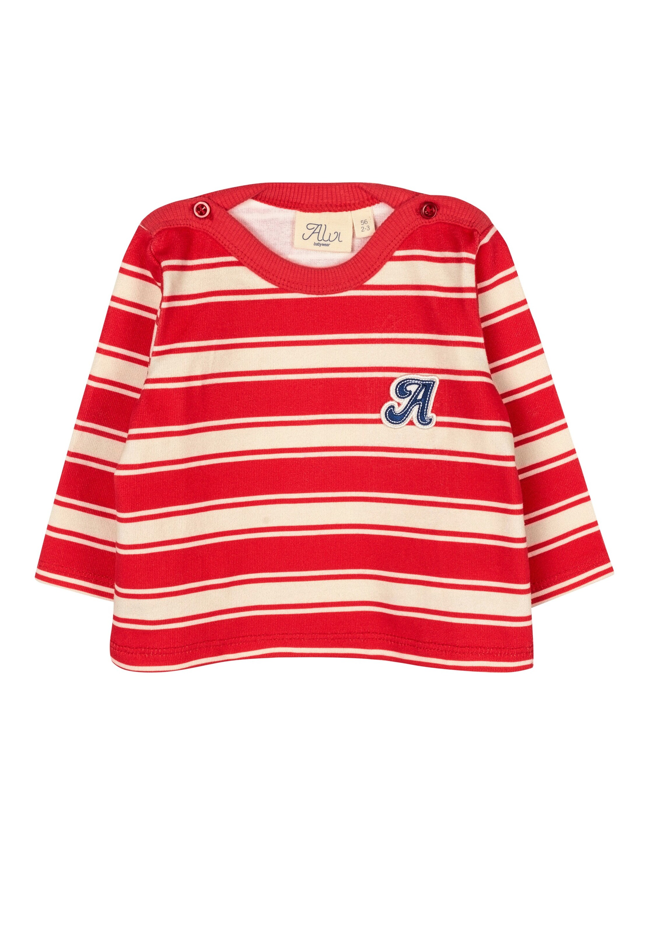 Alvi Langarmshirt - Pionsettia-Antique White Stripe
