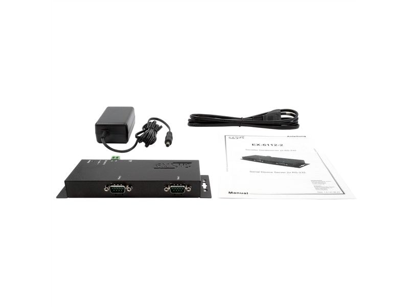 Exsys Serieller Geräteserver EX-6112-2 2-Port-RS-232 Ethernet zu 2x RS-232 port, inkl. 12V/3A Netzteil
