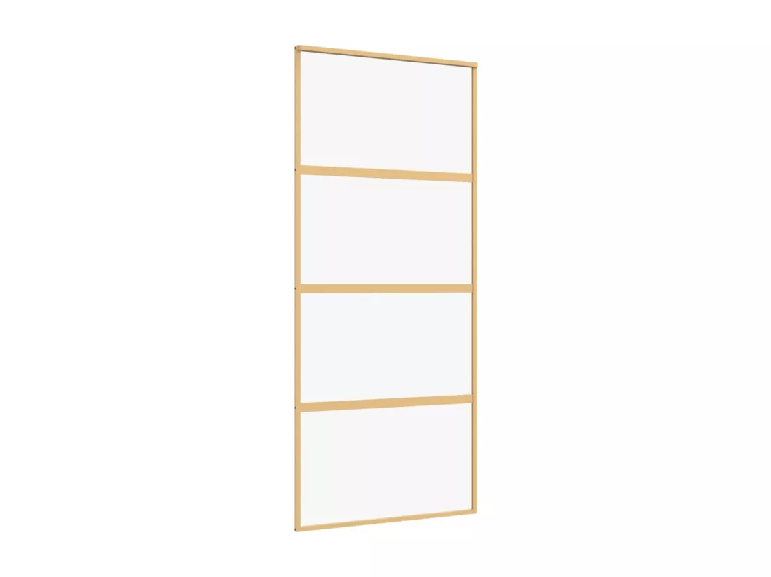 Porte coulissante doré 90x205 cm verre ESG clair et aluminium