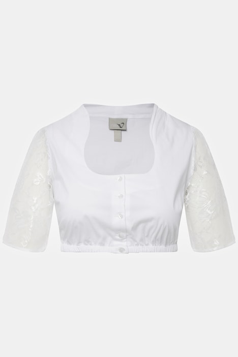 Dirndlbluse, Stehkragen, Carree-Ausschnitt, 1/2-Arm