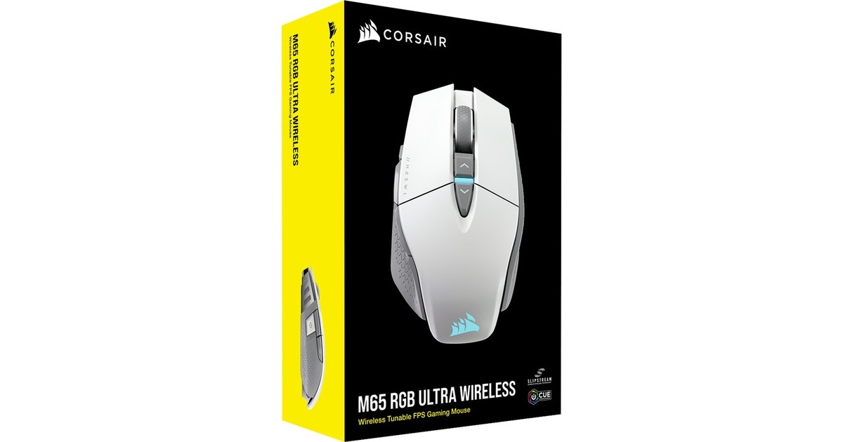 CorsairM65 RGB ULTRA WIRELESS gaming muis  (Wit/lichtgrijs, 26,000 DPI, USB | 2,4 GHz | Bluetooth)