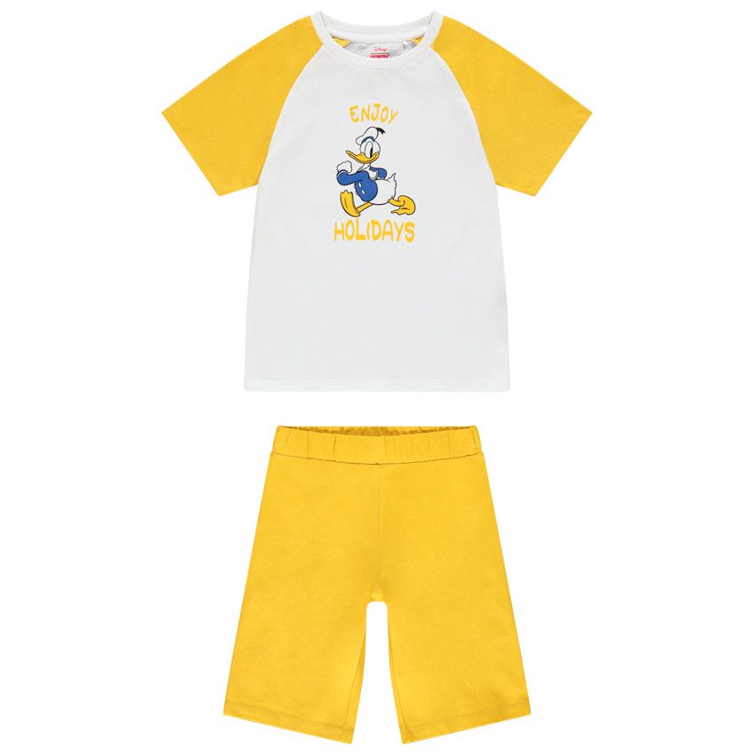 Pyjama court en jersey print Donald Disney pour enfant garçon - Jaune