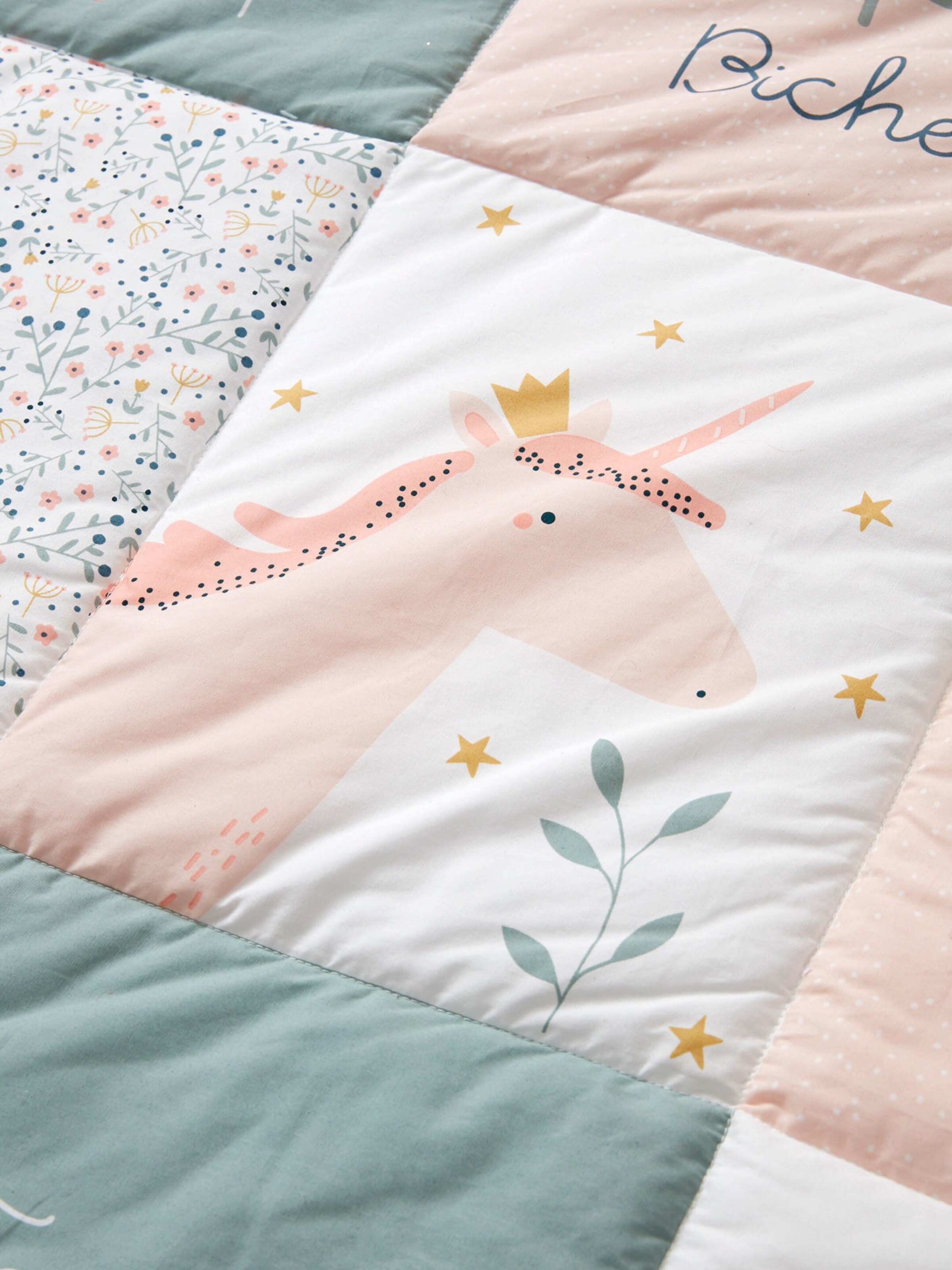 Vertbaudet Baby Spieldecke MÄRCHENWALD, Patchwork-Design mehrfarbig