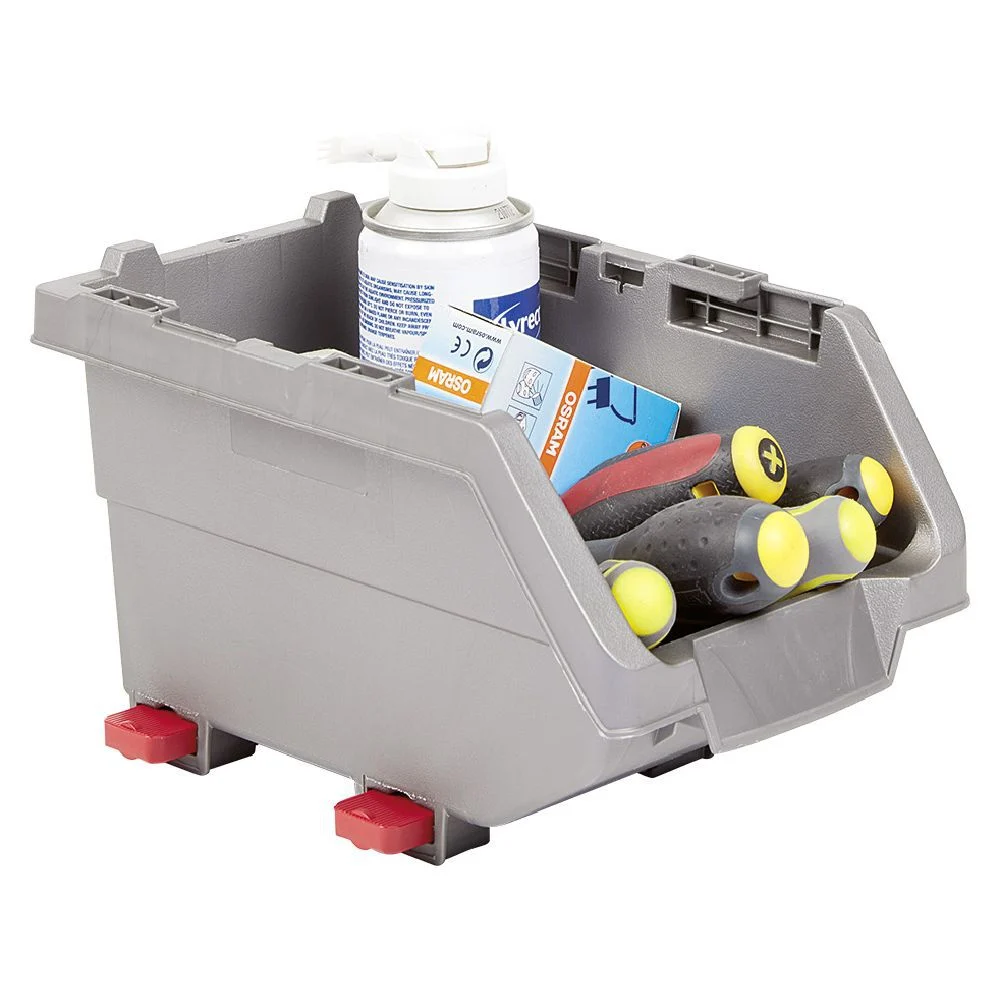 Casier de rangement superposable gris et rouge x4