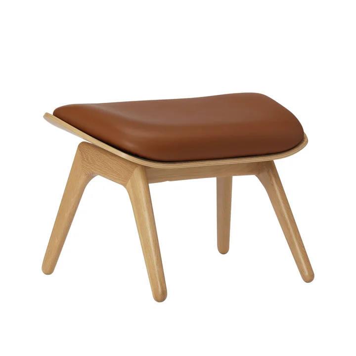 Umage - The Reader Ottoman, Eiche natur / Lederoptik Cognac