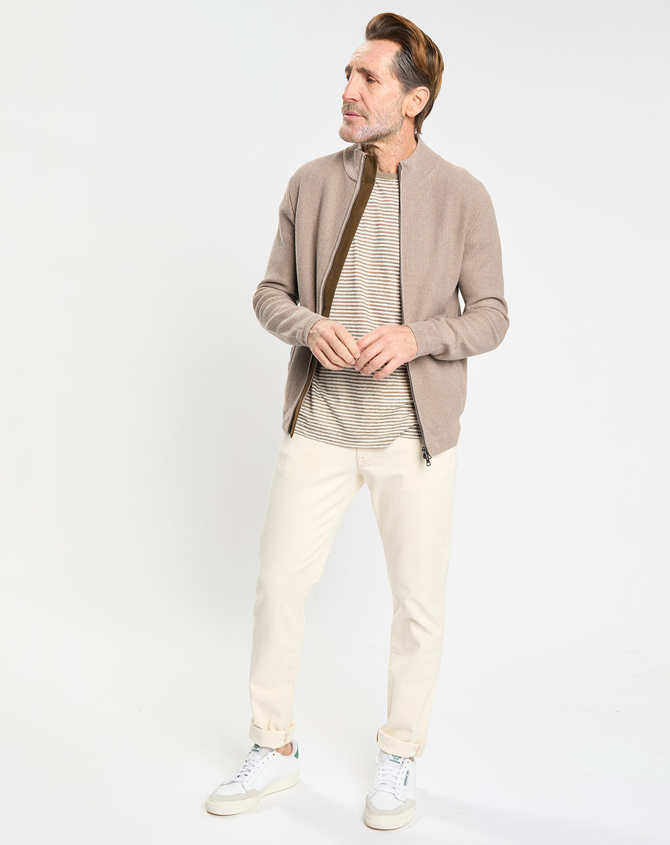 Hackett London Gilet col montant zippé beige