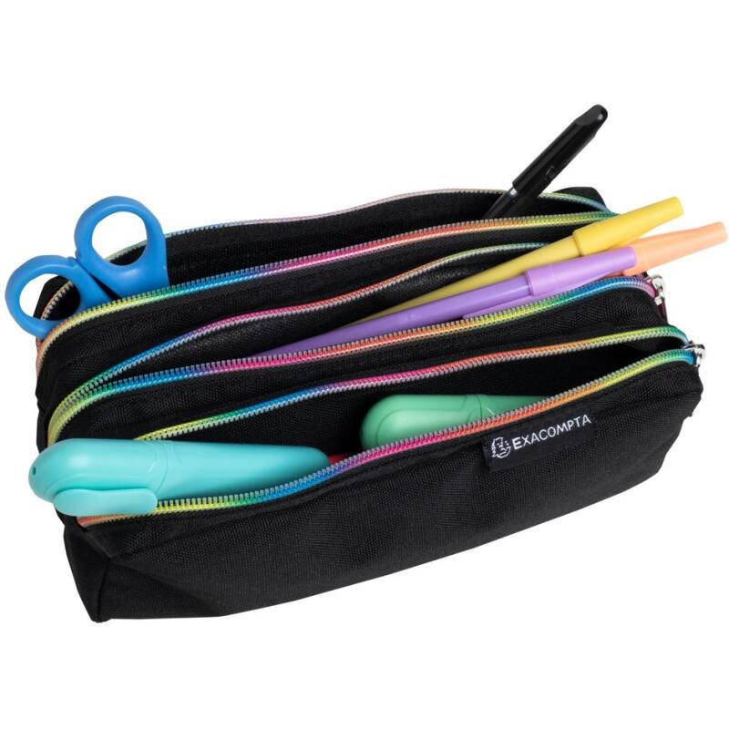 Trousse rectangle 3 compartiments Rainbow - Noir