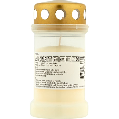 Havelys i plast med stormlåg 6,5x13 cm - hvid