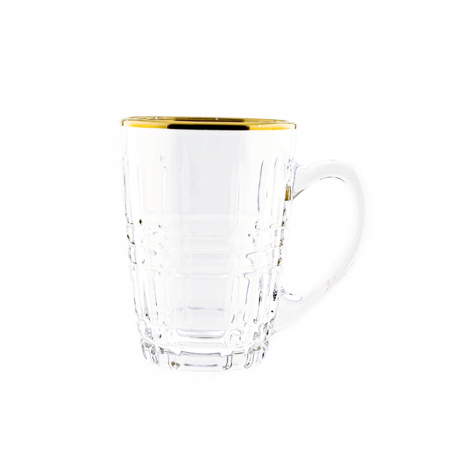 Sunay 6er Gläser-Set mit Henkel Gold Umrandung 203 ml Transparent