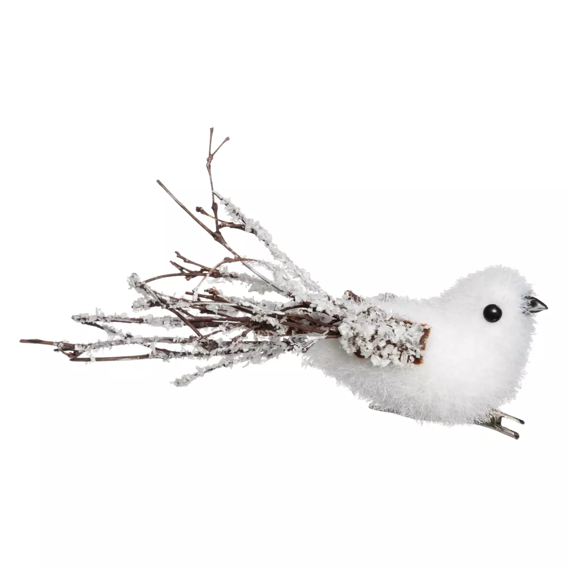 Lot de 3 oiseaux (H16 cm) Palermo sur pince Blanc