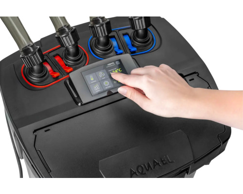 Aquarium Thermo - Buitenfilter Aquael HYPERMAX LINK Buitenfilter voor aquaria tot ca. 1500 l, doorstroming elektronisch regelbaar via app tot 4500 l/u, 18-36 W, geïntegreerde verwarming regelbaar via app 2x 150 W, 24 V spanning, filtervolume ca. 15,9