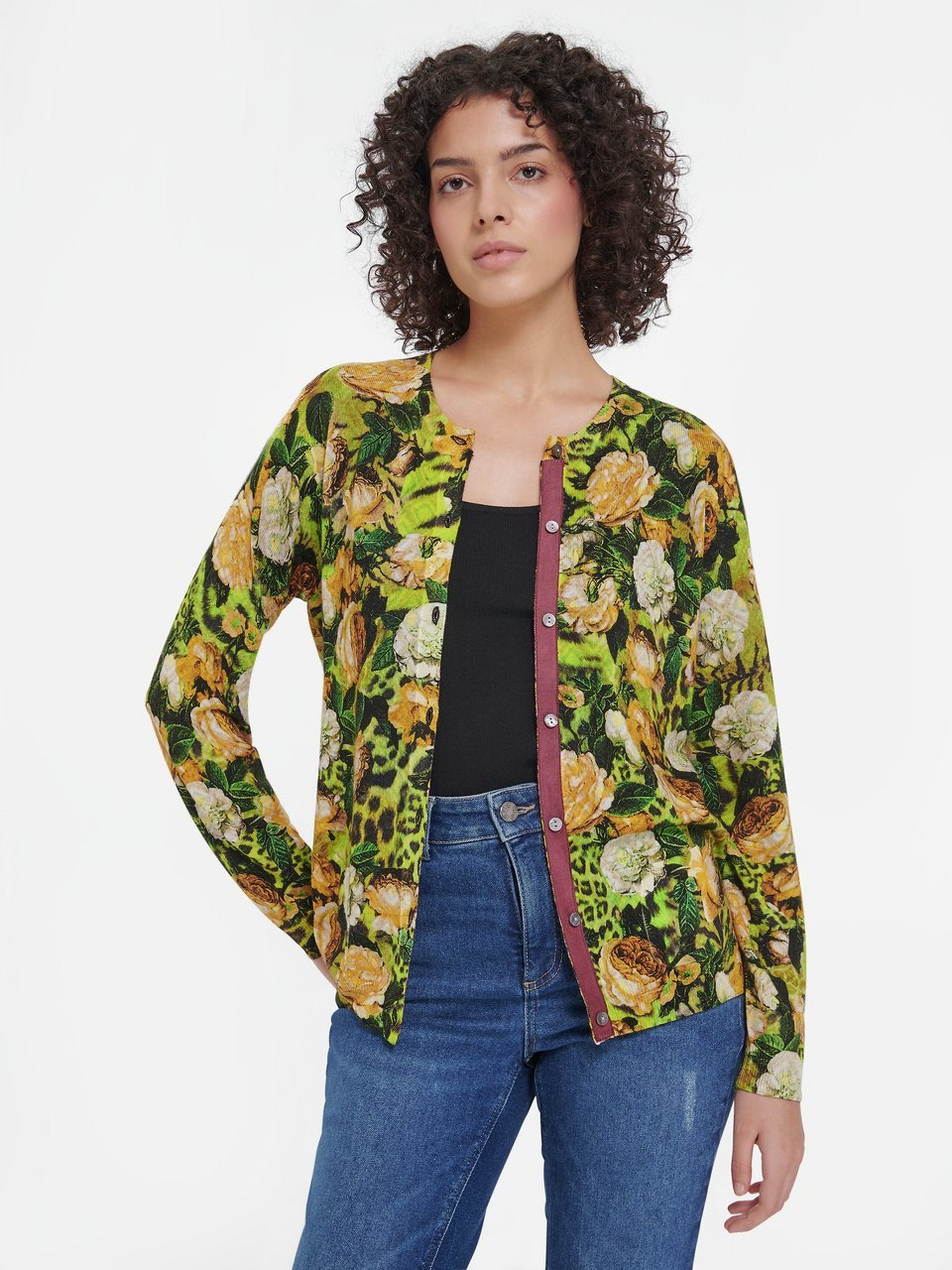 Strickjacke mit Blumen-Muster