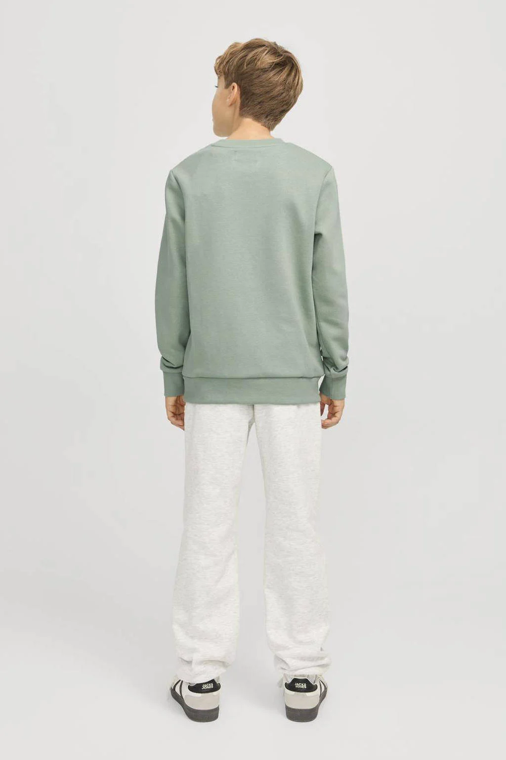 JACK & JONES sweater JJECALEB met logo zachtgroen