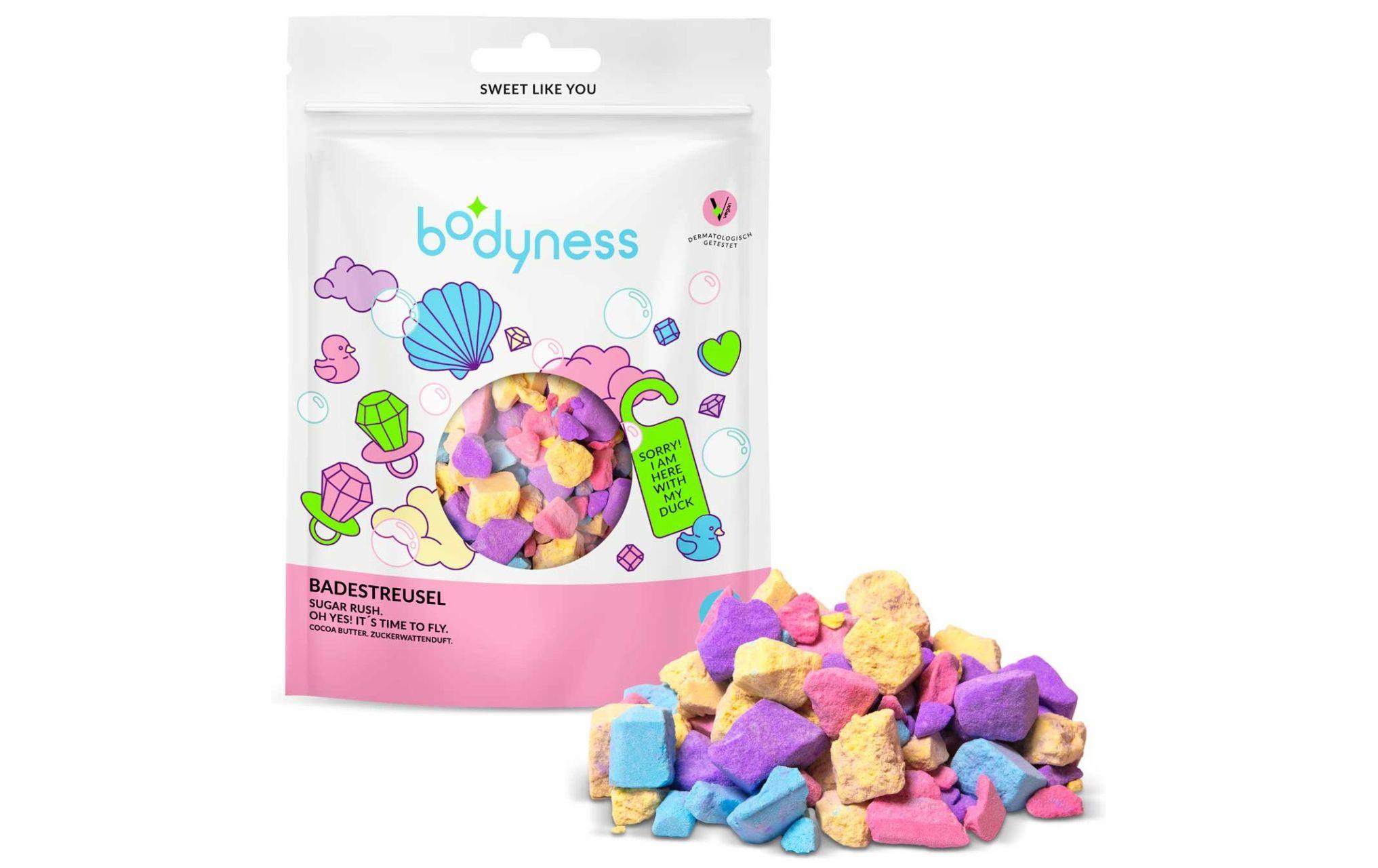 Bodyness Badestreusel Sugar Rush 1 Stück, assortiertBunte Badestreusel Mischung ideal für entspannende Bäder