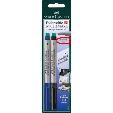 Faber-Castell Marker Multimark, nonpermanent, F, blau, schwarz