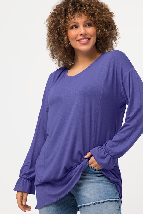Shirt, Volants, Oversized, Rundhals, Langarm