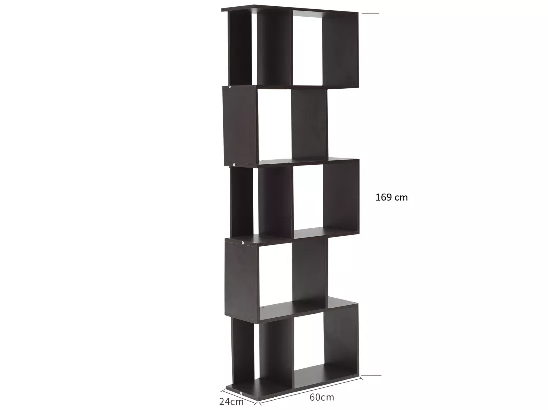 Etagère Bibliothèque Bois 5 Etagères Marron Wengè 172,5x60x24,5